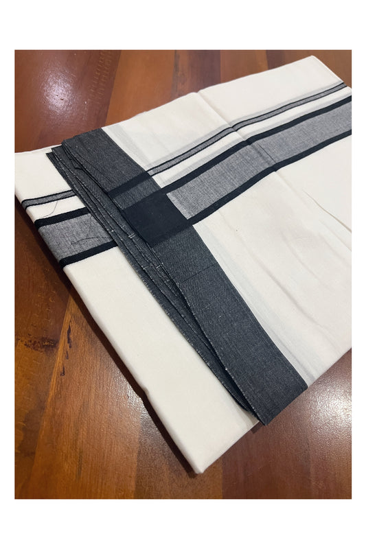 Pure White Cotton Double Mundu with Black Border (South Indian Dhoti)