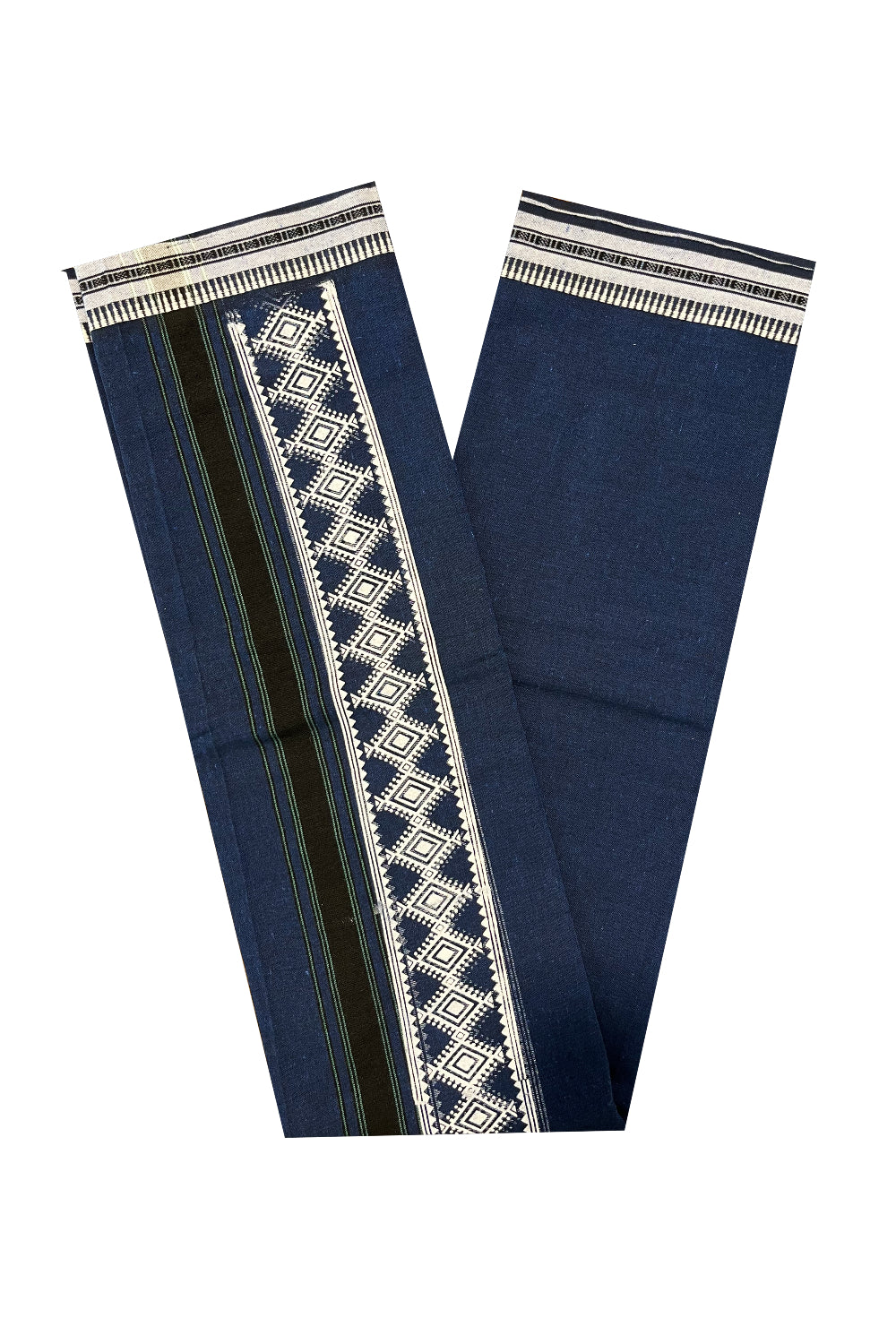 Southloom Blue Printed Single Mundu / Otta Mundu / Lungi (South Indian Kerala Dhoti)