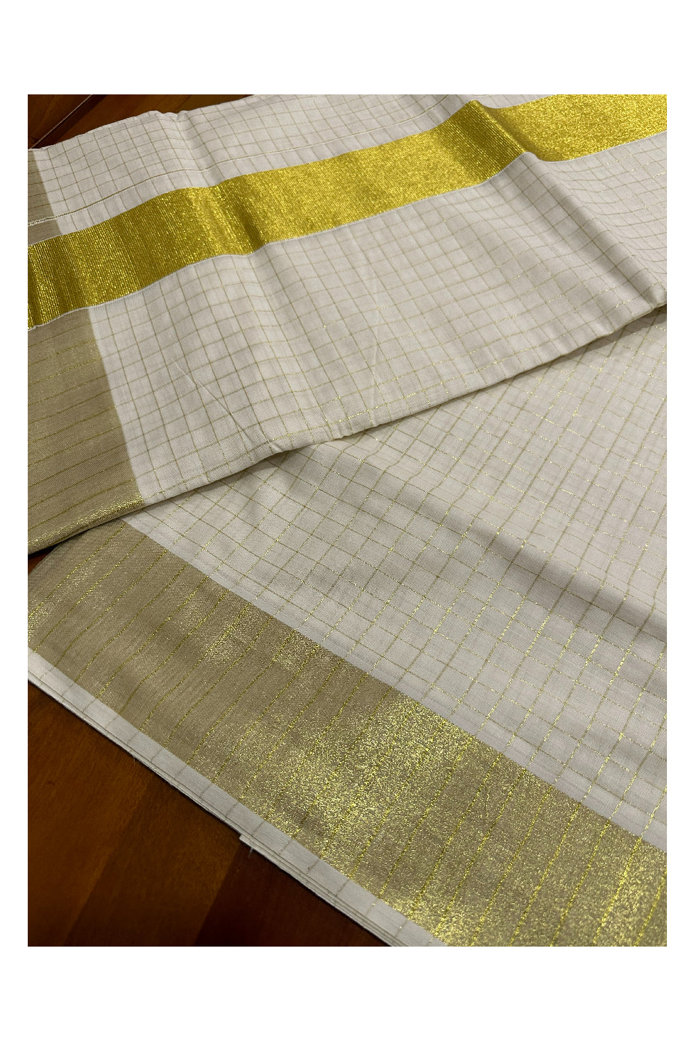 Pure Cotton Kerala Kasavu Checks Design Saree (Onam Saree 2023)