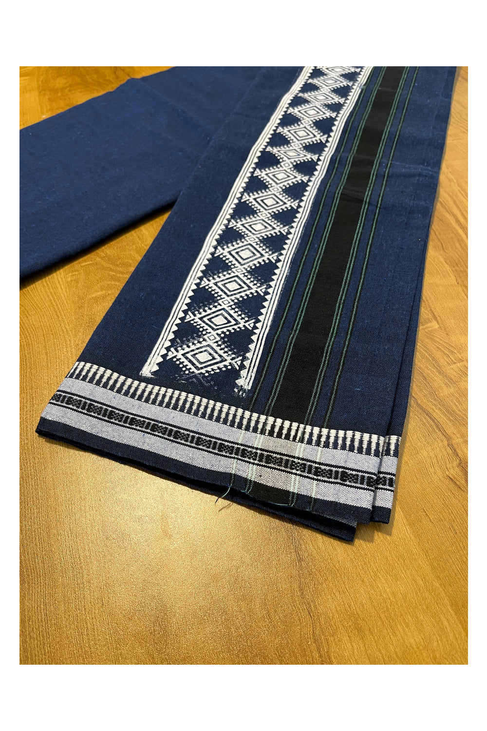 Southloom Blue Printed Single Mundu / Otta Mundu / Lungi (South Indian Kerala Dhoti)