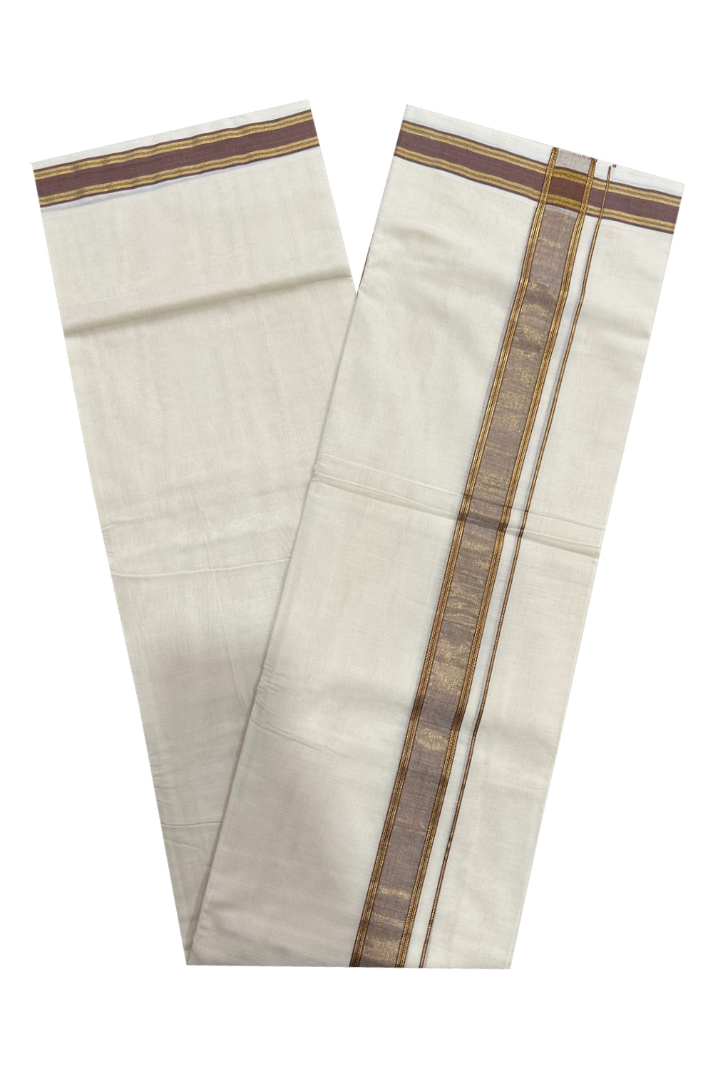 Southloom Premium Handloom Mundu with Brown and Kasavu Kara (Onam Mundu 2023)