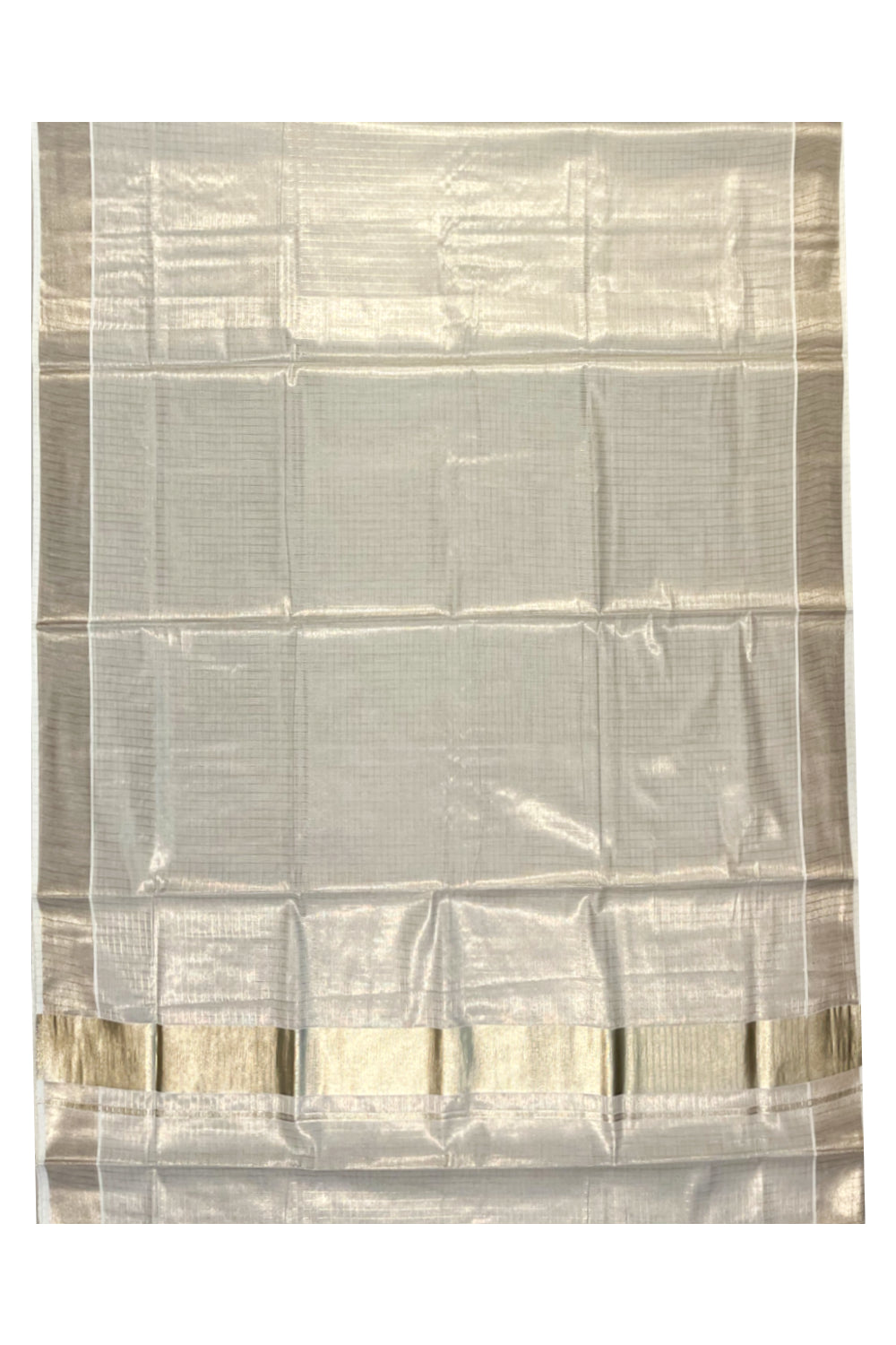 Southloom Checkered Antique Gold Tissue Saree