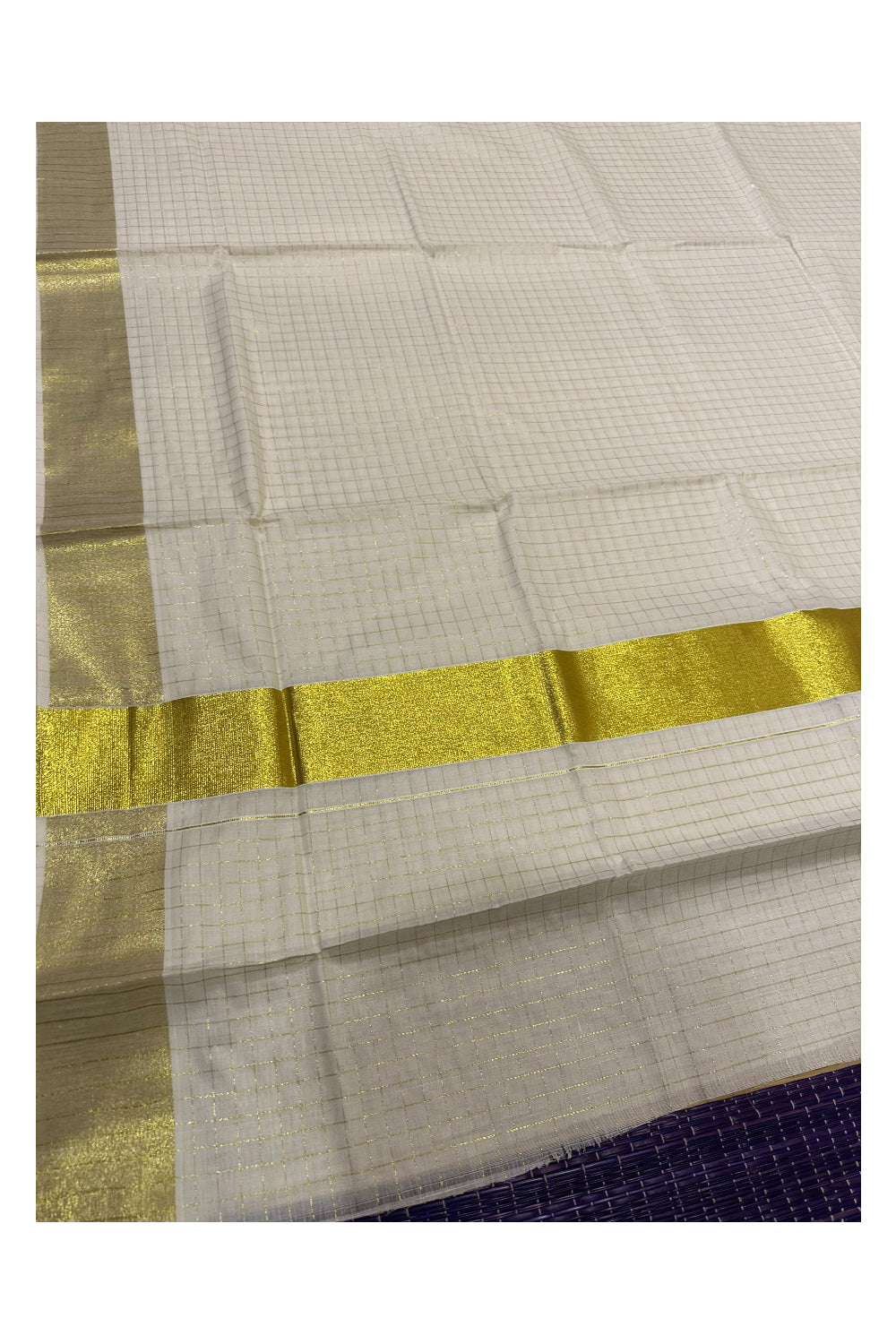 Pure Cotton Kerala Kasavu Checks Design Saree (Onam Saree 2023)