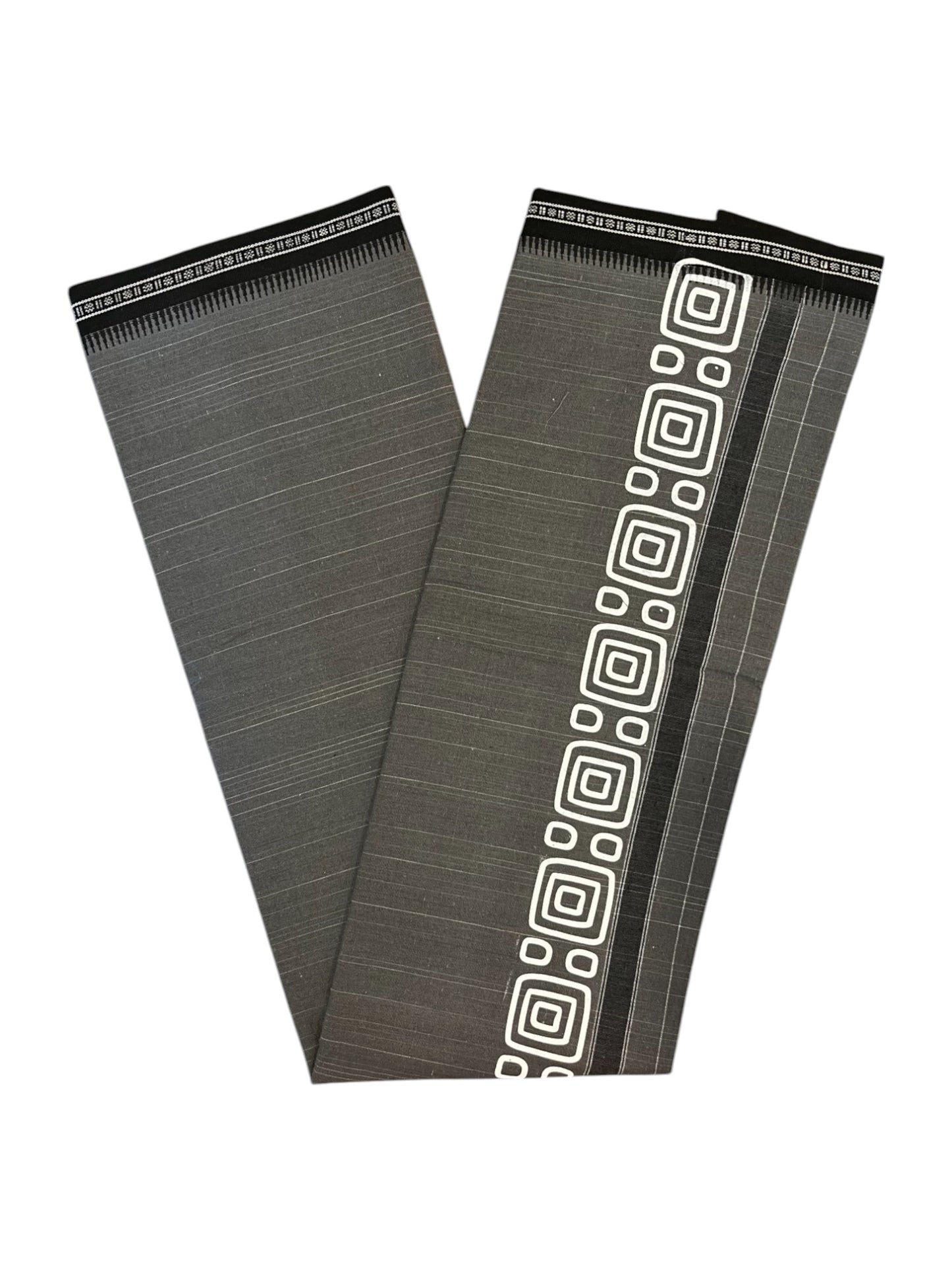 Southloom Grey Printed Single Mundu / Otta Mundu / Lungi (South Indian Kerala Dhoti)