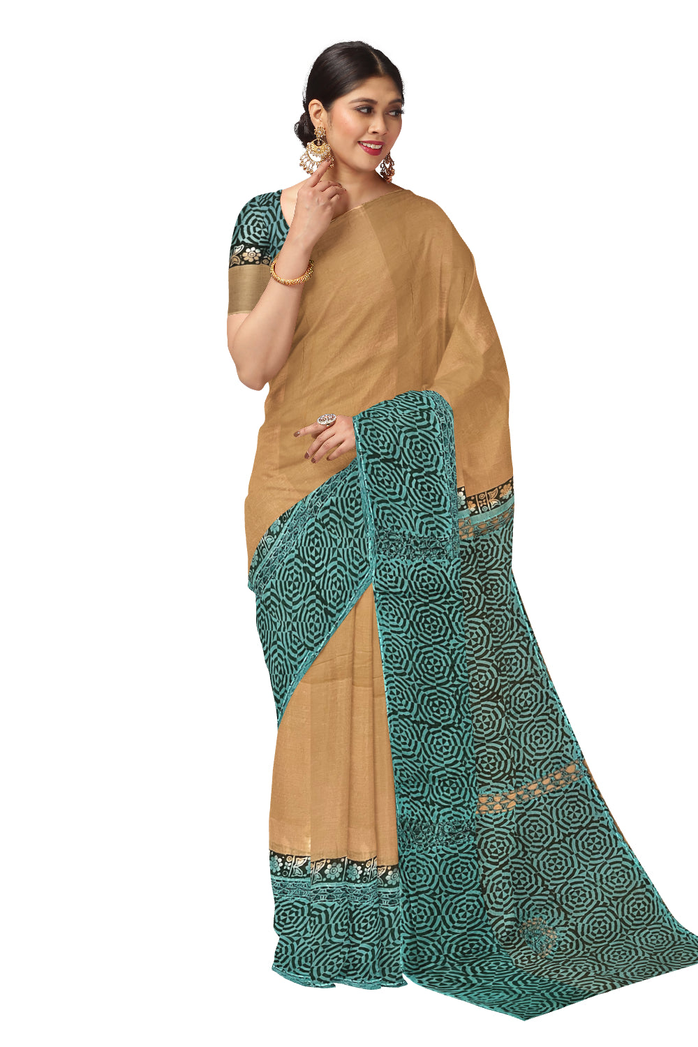 Southloom Pure Cotton Yellow Saree with Green Crochet Woven Designs