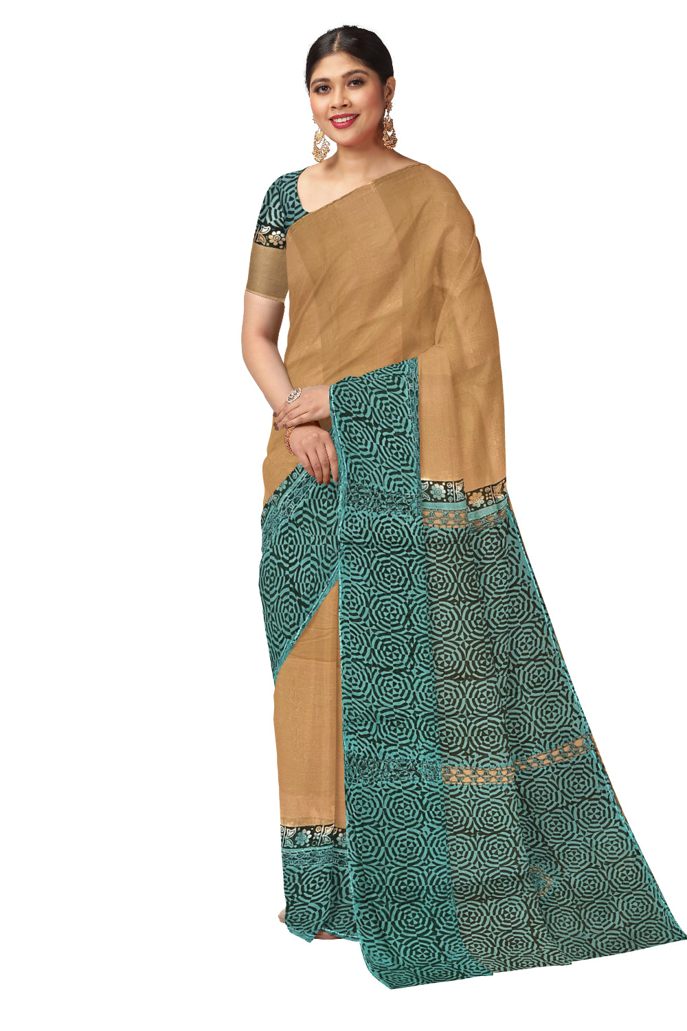 Southloom Pure Cotton Yellow Saree with Green Crochet Woven Designs