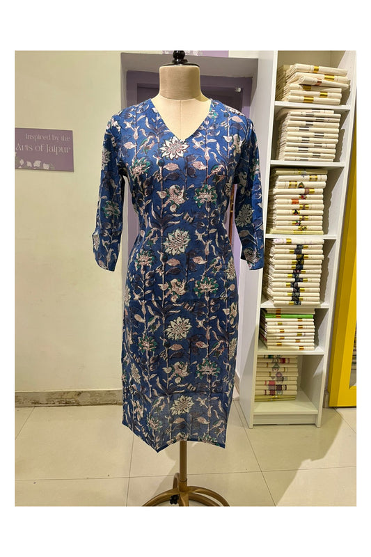 Southloom Stitched Cotton Kurti in Blue Printed Designs