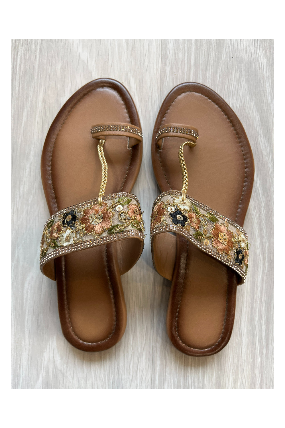 Southloom Jaipur Handmade Embroidered Brown Sandals