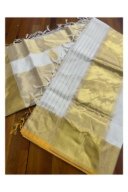 Southloom Premium Handloom Cotton Kasavu Saree with Heavy Woven Works