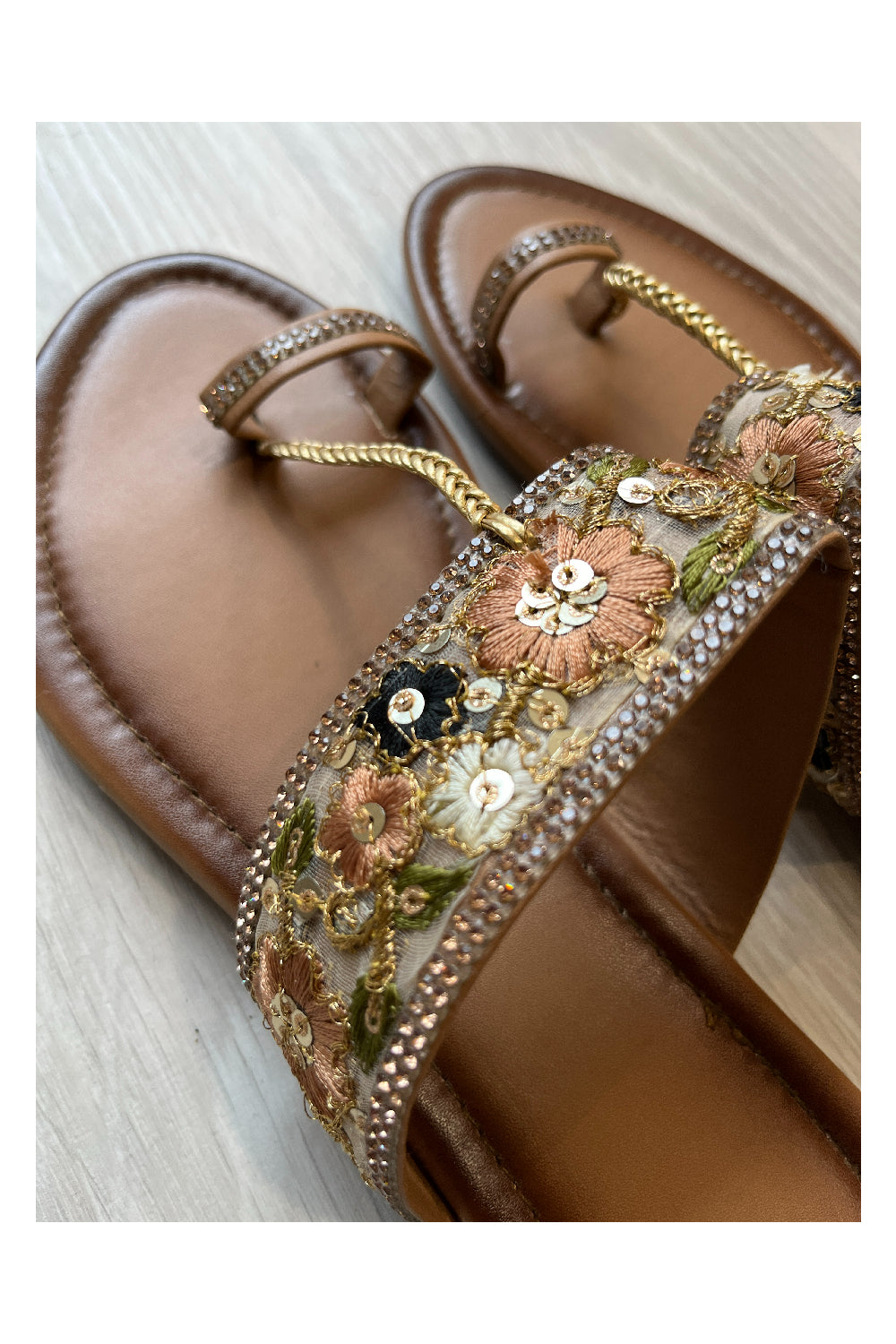 Southloom Jaipur Handmade Embroidered Brown Sandals