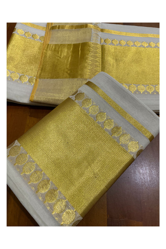 Southloom Super Premium Balaramapuram Handloom Cotton Unakkupaavu Wedding KASUMALA DESIGN Pudava Set Mundu 2.80 Mtrs (with Matching Blouse Piece)