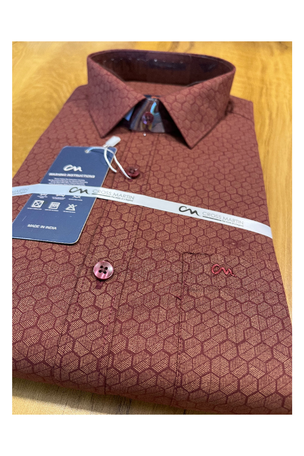 Pure Cotton Brown Printed Shirt (40 FS)