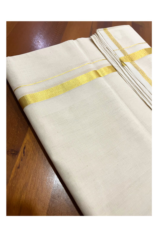 Premium Balaramapuram Unakkupaavu Handloom 10 Muzham Kasavu Mundu (South Indian Kerala Dhoti)