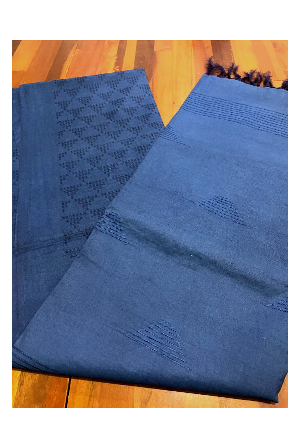 Southloom Cotton Blue Designer Saree with Woven Designs on Body