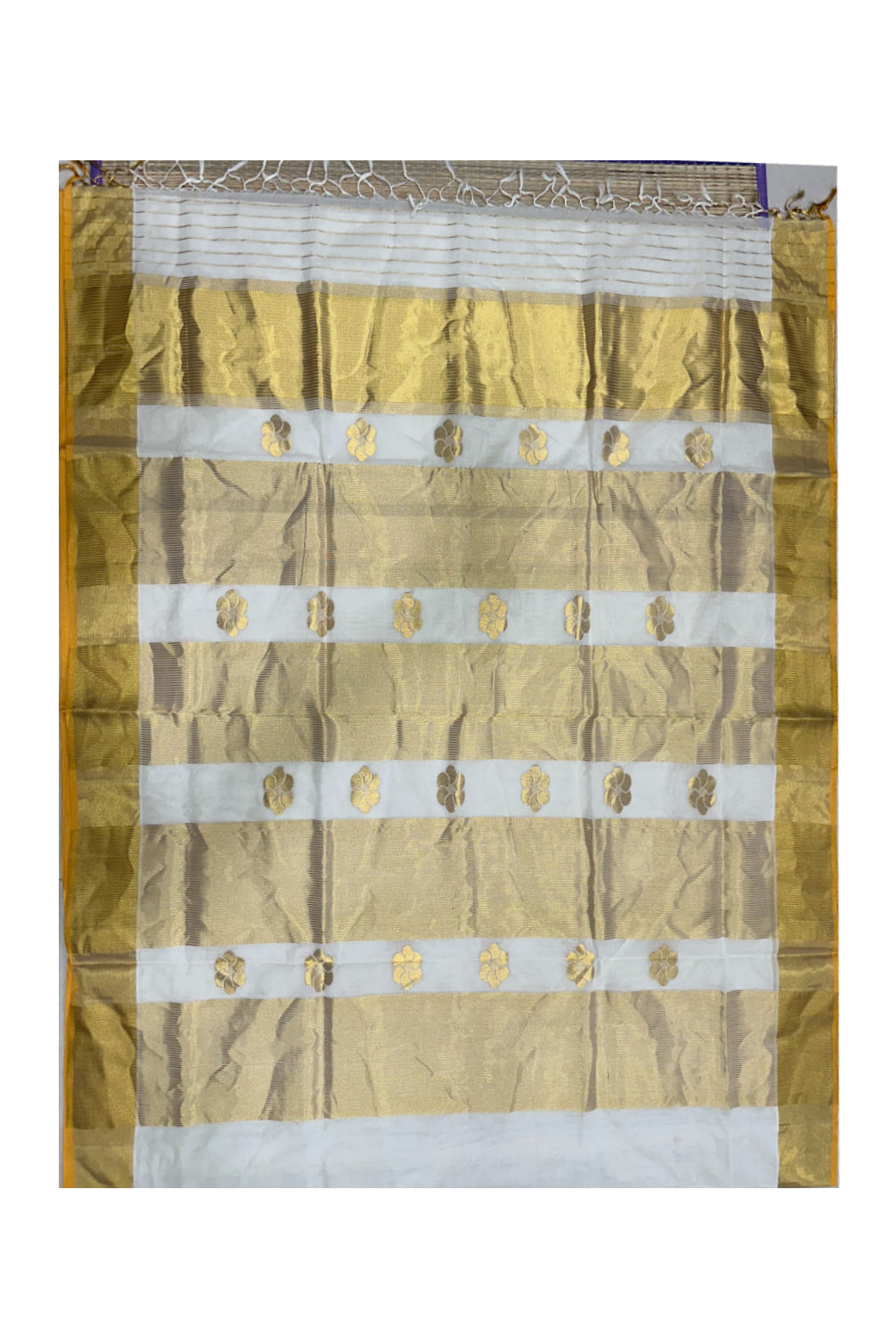 Southloom Premium Handloom Cotton Kasavu Saree with Heavy Woven Works