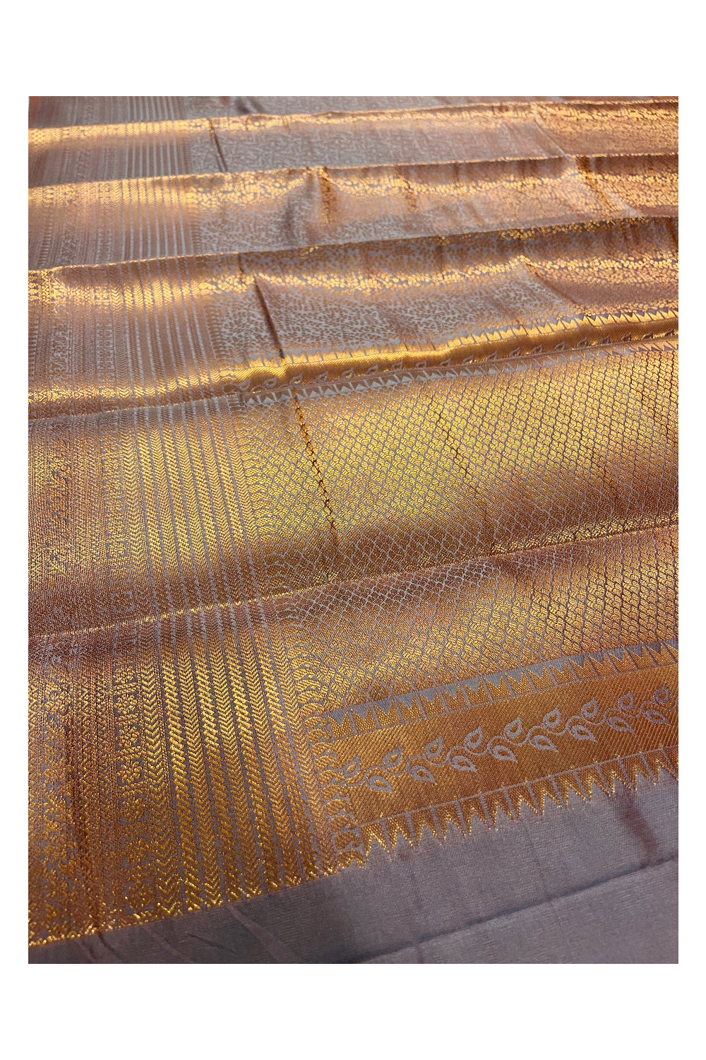 Southloom Premium Semi Silk Zari Work Brocade Saree in Bridal Grey with Matching Pallu (Kanchipuram Pattu Saree)