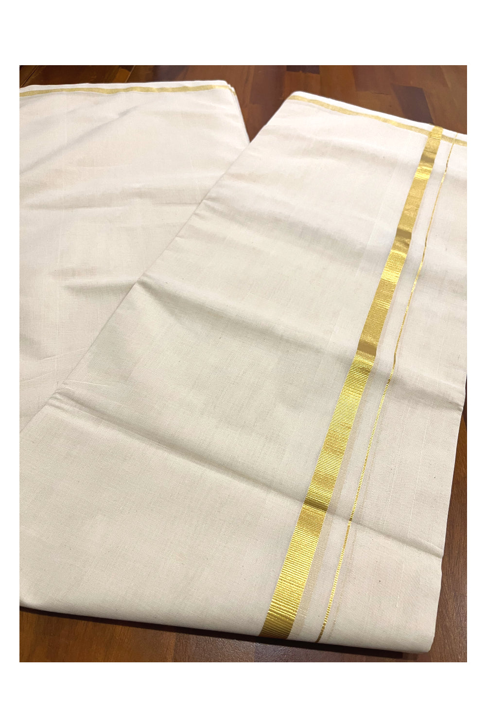 Premium Balaramapuram Unakkupaavu Handloom 10 Muzham Kasavu Mundu (South Indian Kerala Dhoti)