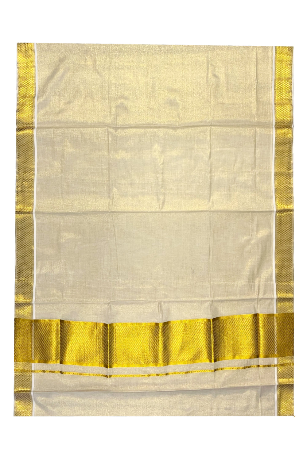 Kerala Tissue Kasavu Plain Saree With 5 Inch Paa Neythu Border