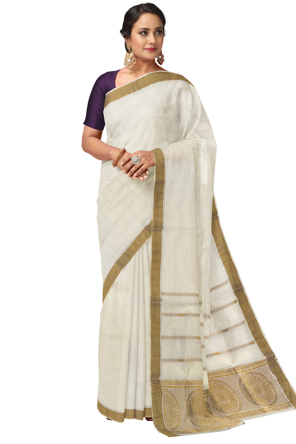 Kerala Cotton Heavy Woven Work Kasavu Saree (Onam Saree 2023)