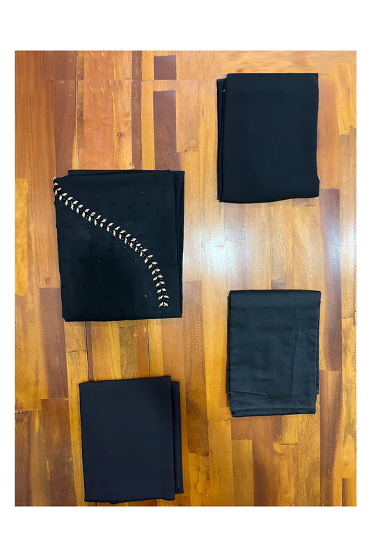 Southloom™ Georgette Churidar Salwar Suit Material in Black with Bead Works