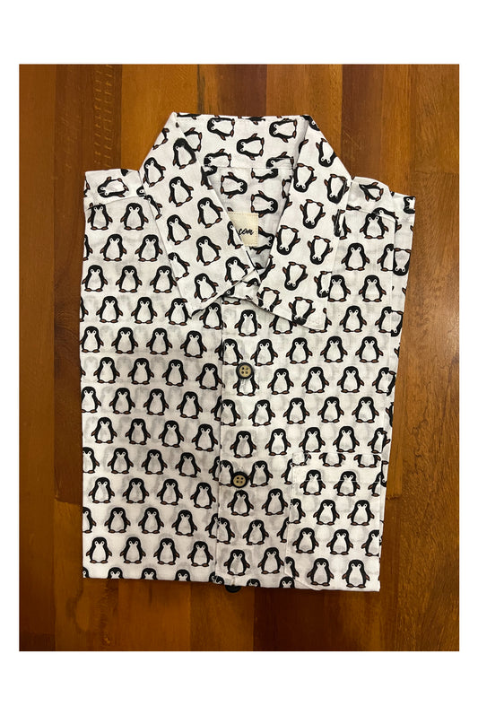 Southloom Jaipur Cotton Penguin Hand Block Printed Shirt For Kids (Half Sleeves)