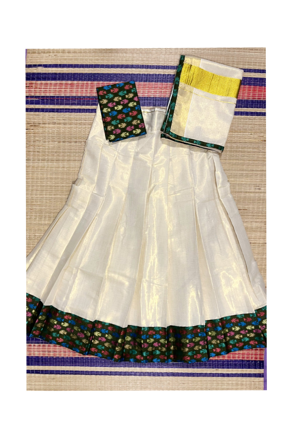 Southloom Semi Stitched Tissue Dhavani Set with Pavada and Blouse Piece