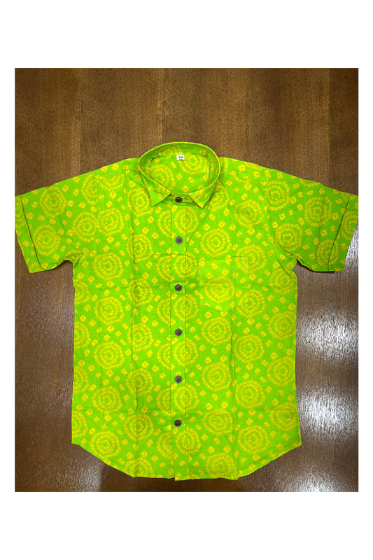 Southloom Jaipur Cotton Green Hand Block Printed Shirt For Kids (Half Sleeves)