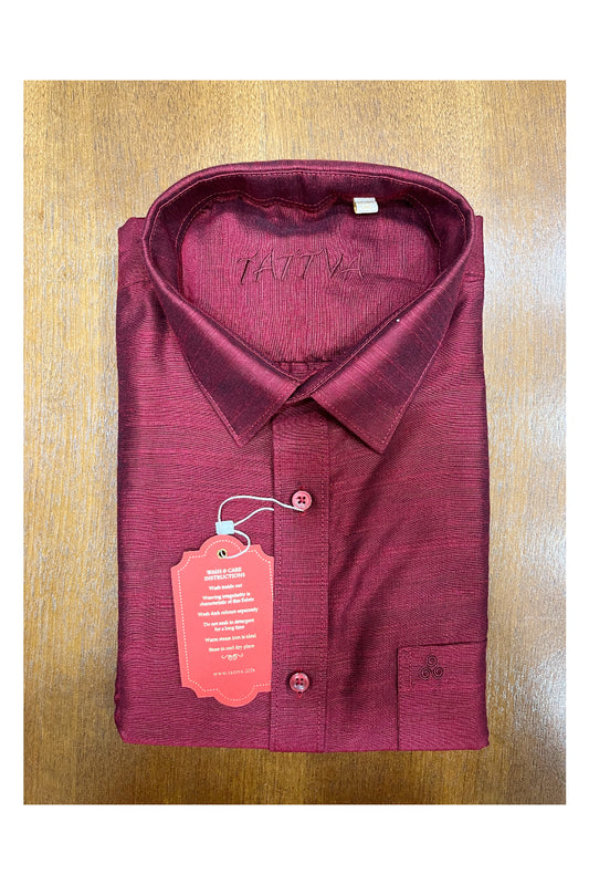 Southloom Pure Silk Reddish Pink Solid Shirt