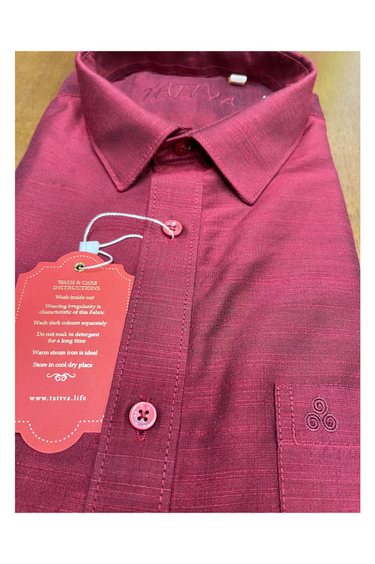 Southloom Semi Silk Reddish Pink Solid Shirt