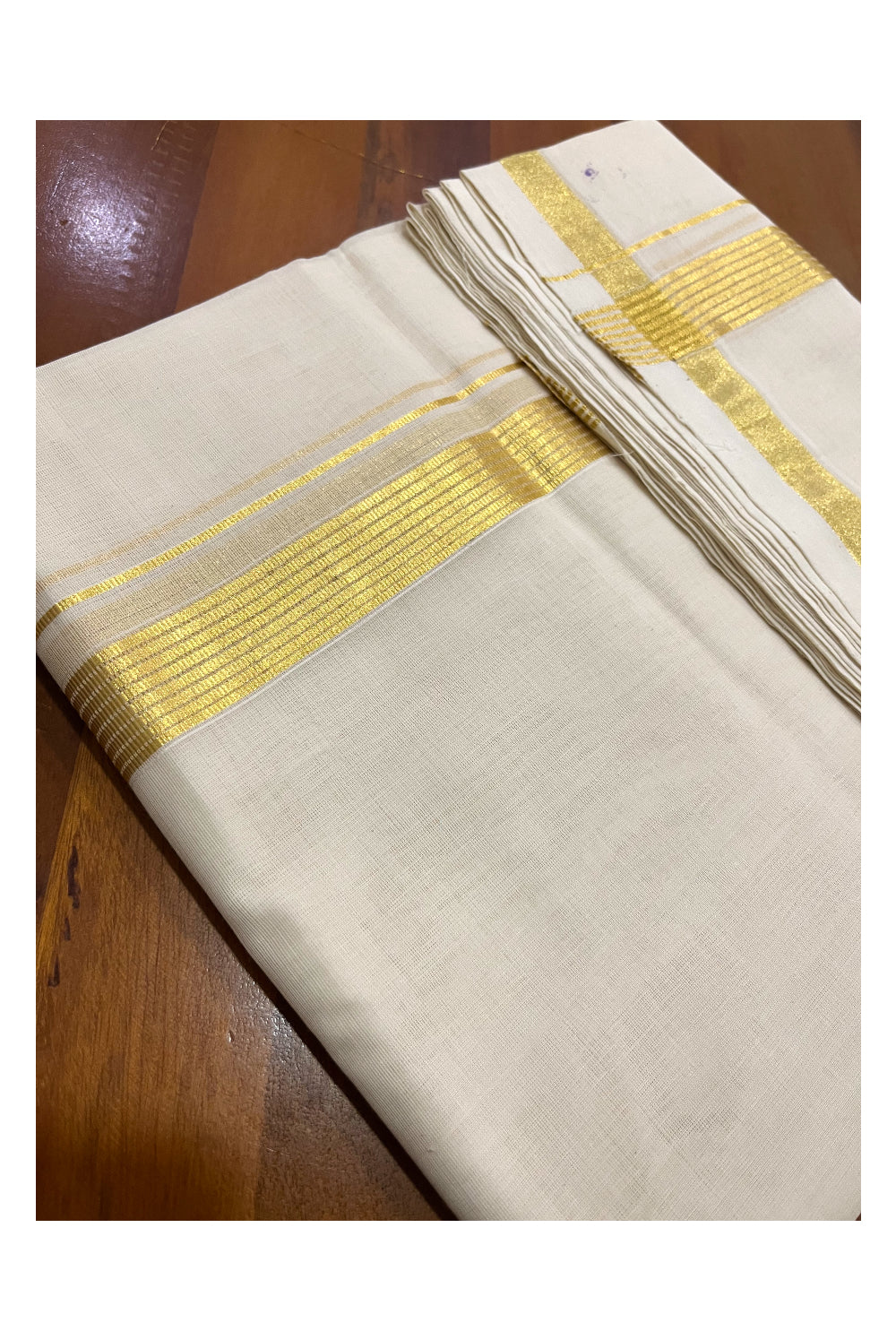 Premium Balaramapuram Unakkupaavu Handloom 10 Muzham Kasavu Mundu (South Indian Kerala Dhoti)