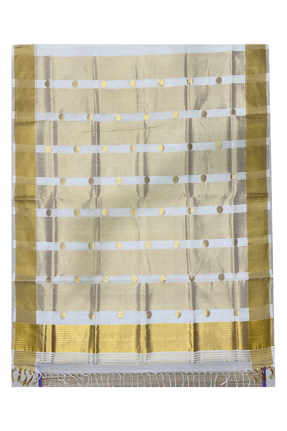 Southloom Premium Handloom Cotton Saree with Polka Woven Works on Body