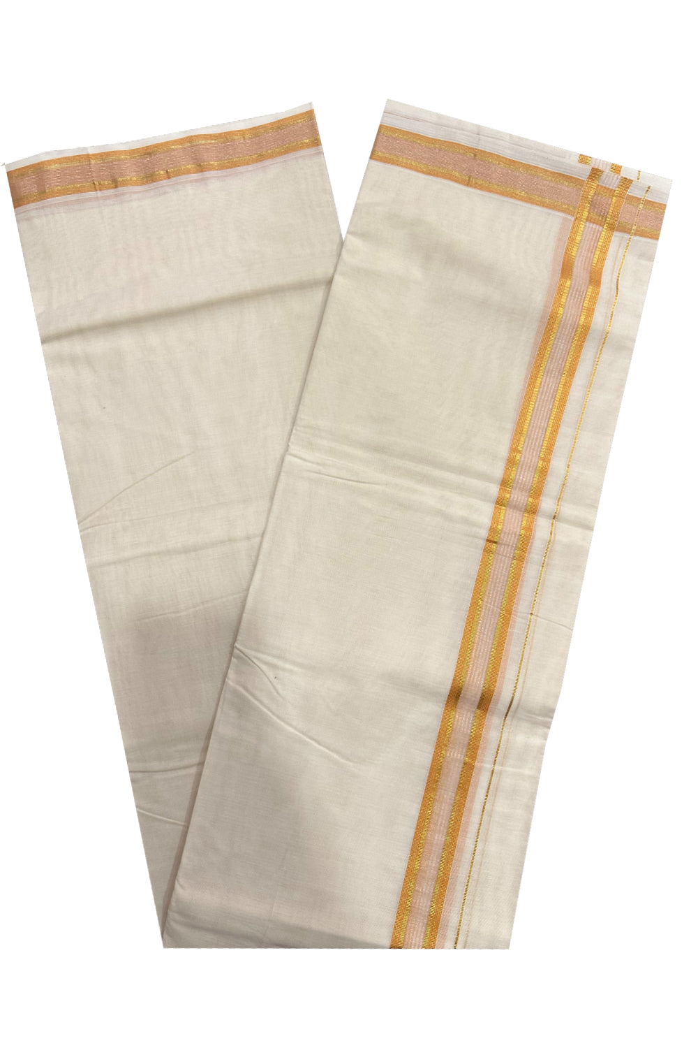 Southloom Premium Handloom Mundu with Orange and Kasavu Kara (Onam Mundu 2023)