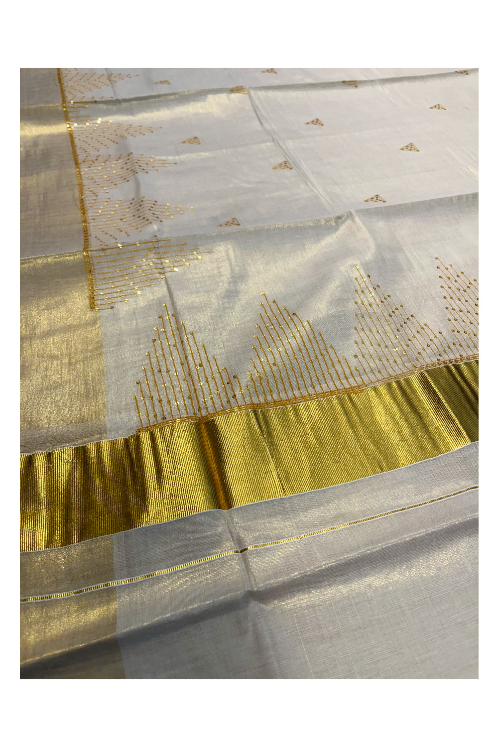 Southloom Kerala Tissue Kasavu Saree with Sequence Work