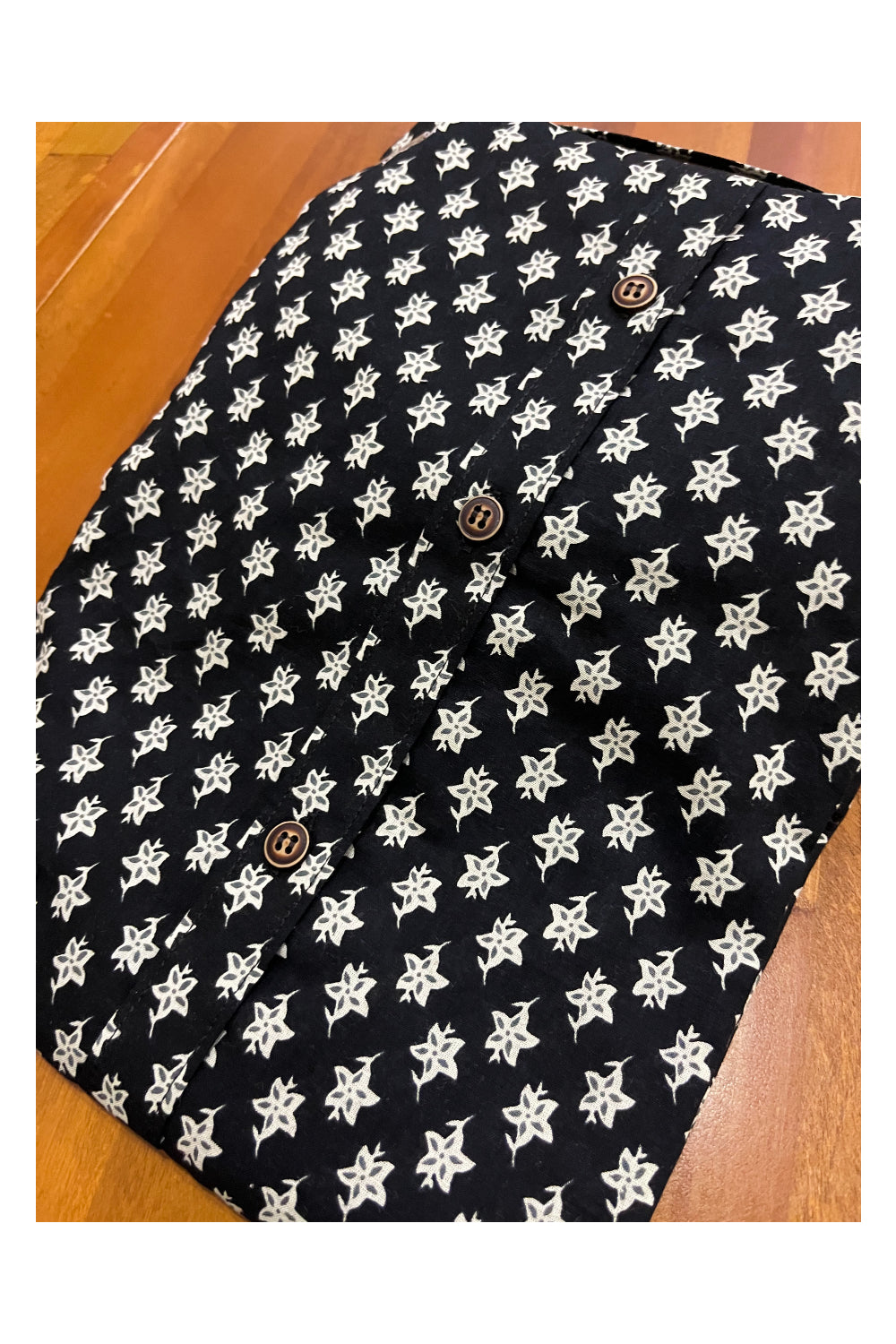 Southloom Jaipur Cotton Black Shirt with Floral Hand Block Printed Design (Full Sleeves)