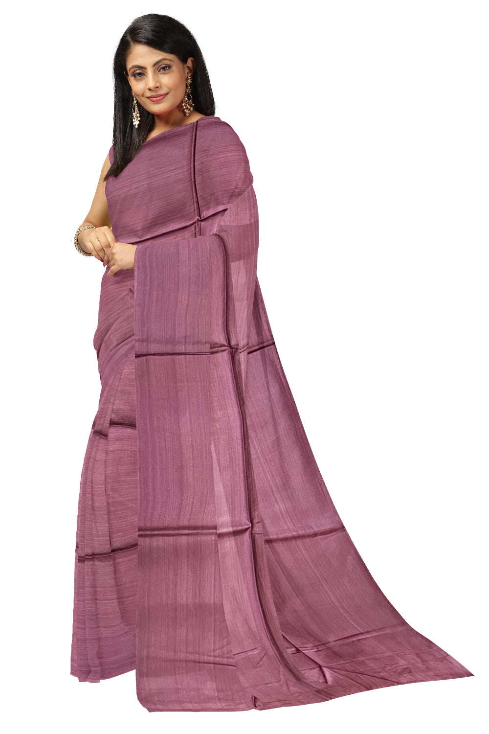 Southloom Premium Tussar Solid Purple Saree