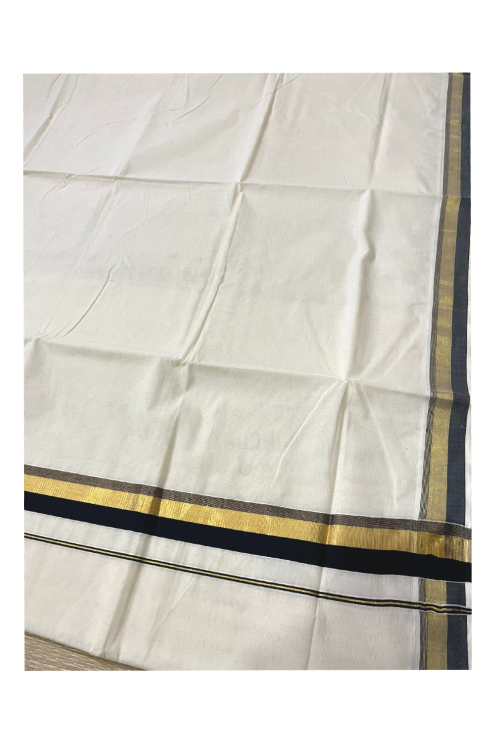 Kerala Pure Cotton Saree with Kasavu and Black Border