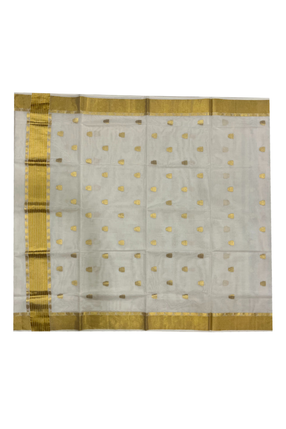 Southloom Premium Handloom Cotton Saree with Lotus Woven Designs across Body