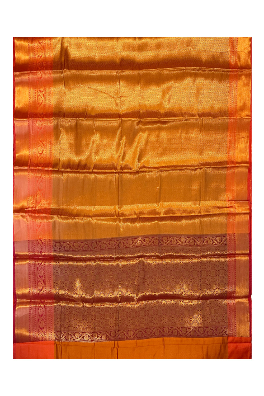 Southloom Premium Semi Silk Zari Work Brocade Saree in Bridal Orange with Matching Pallu (Kanchipuram Pattu Saree)