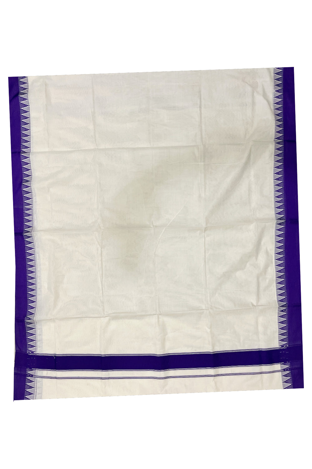 Pure Cotton Kerala Plain Saree with Purple Temple Border