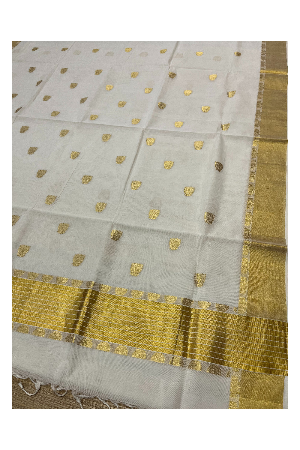 Southloom Premium Handloom Cotton Saree with Lotus Woven Designs across Body