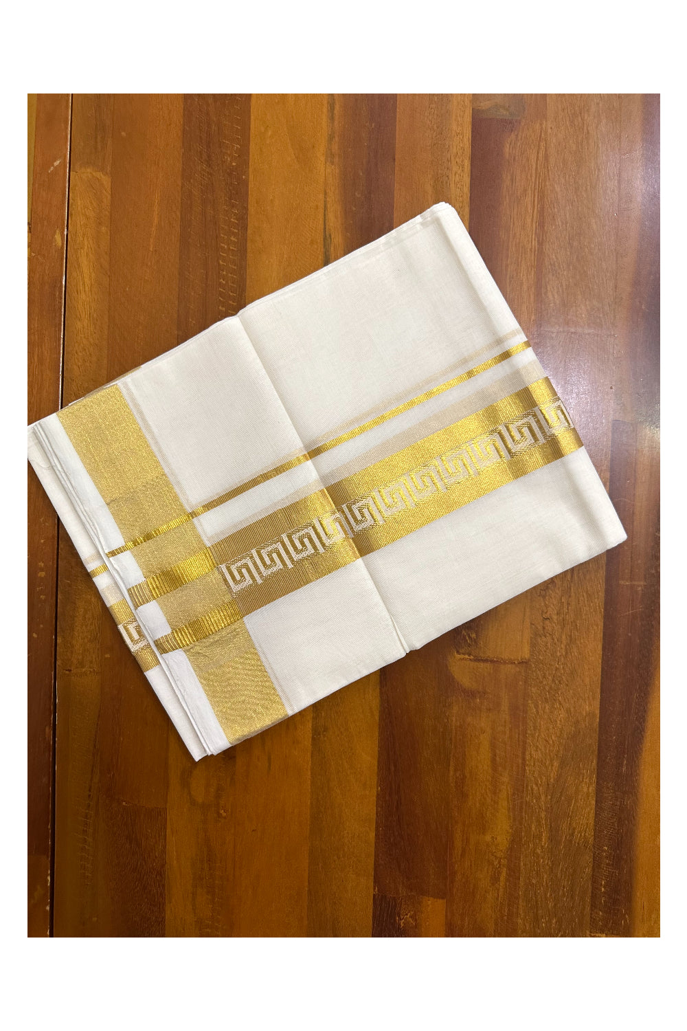 Southloom Premium Handloom Wedding Mundu with Kasavu Woven Border (South Indian Kerala Dhoti)