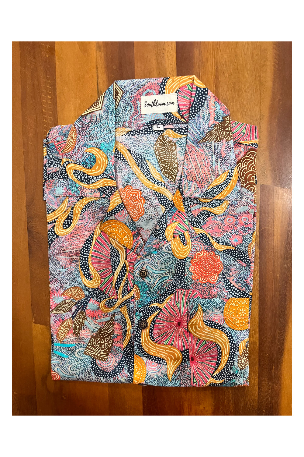 Southloom Jaipur Cotton Multi Colour Hand Block Printed Cuban Collar Shirt (Half Sleeves)