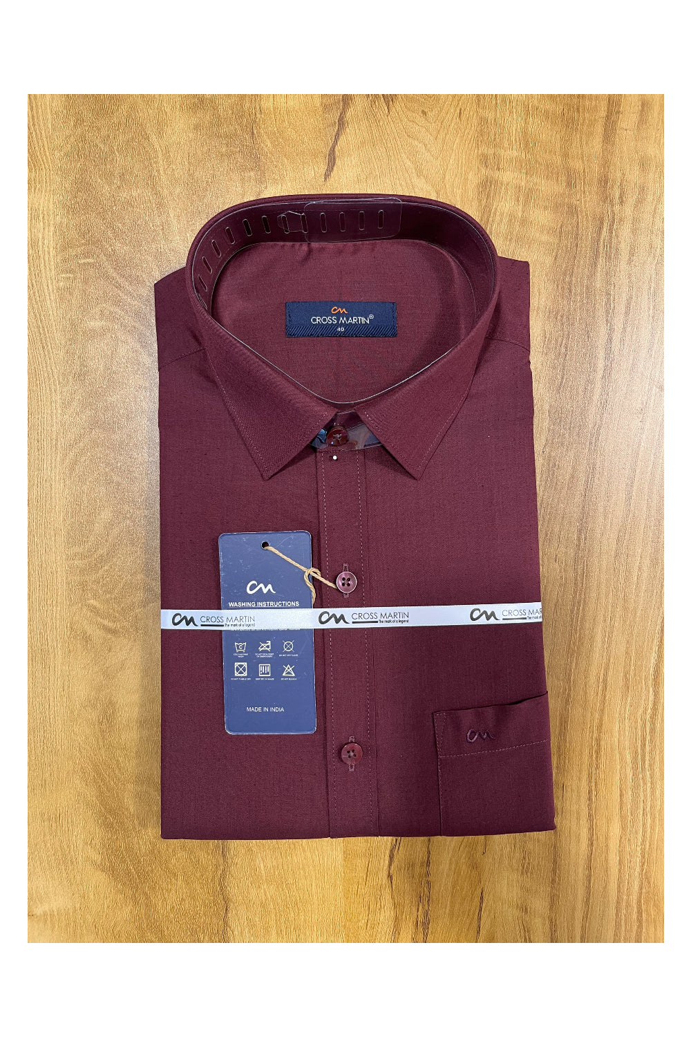 Pure Cotton Maroon Printed Shirt (40 FS)