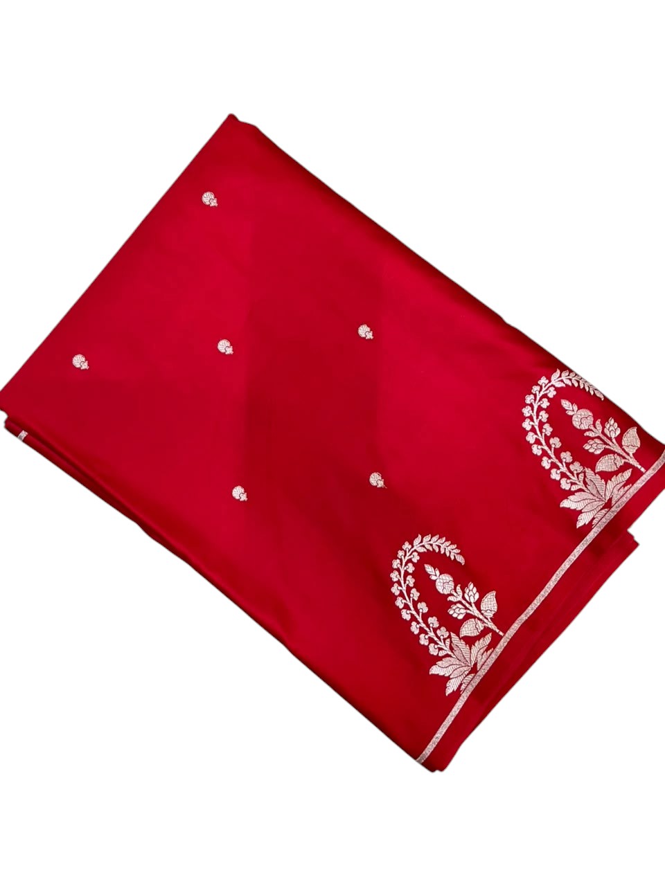 Southloom Satin Banarasi Silk Saree with Woven Work on Body And Borders In Red