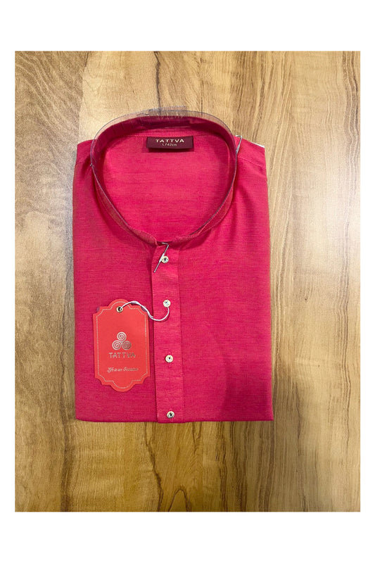 Southloom Semi Silk Short Kurta for Men in Pink Colour