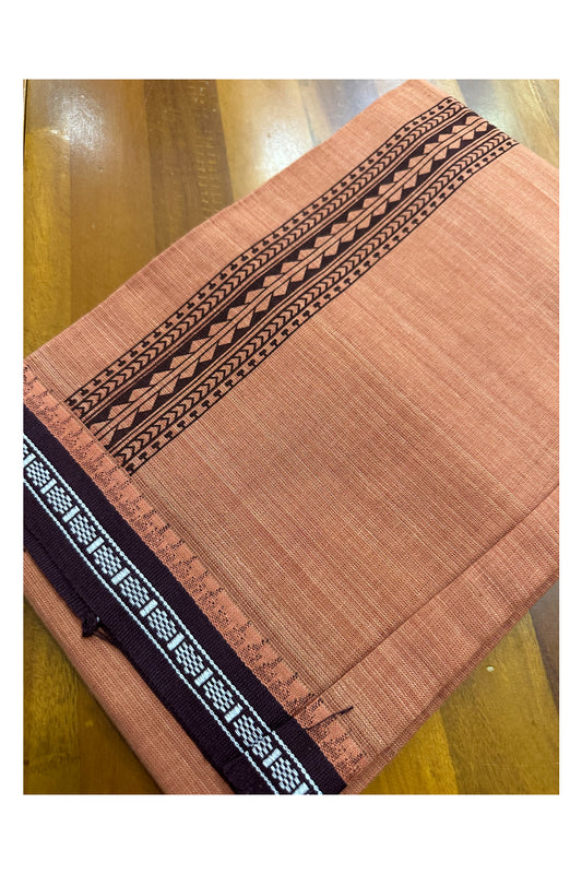 Southloom Saffron (Kaavi) Brown Printed Single Mundu / Lungi (South Indian Kerala Dhoti)