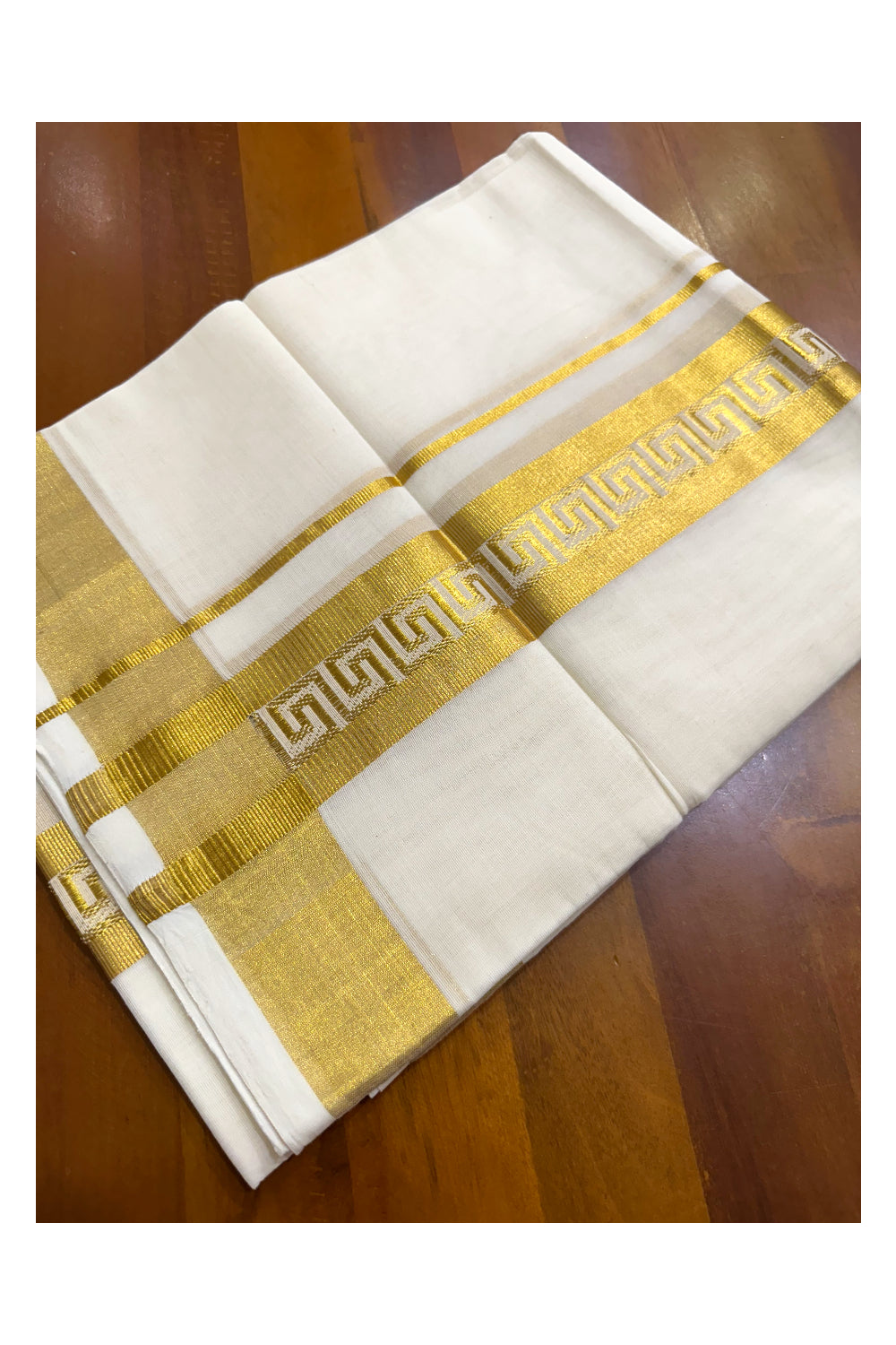 Southloom Premium Handloom Wedding Mundu with Kasavu Woven Border (South Indian Kerala Dhoti)