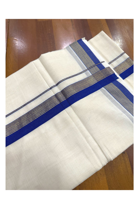 Southloom Premium Handloom Mundu with Blue and Kasavu Kara (Onam Mundu 2023)