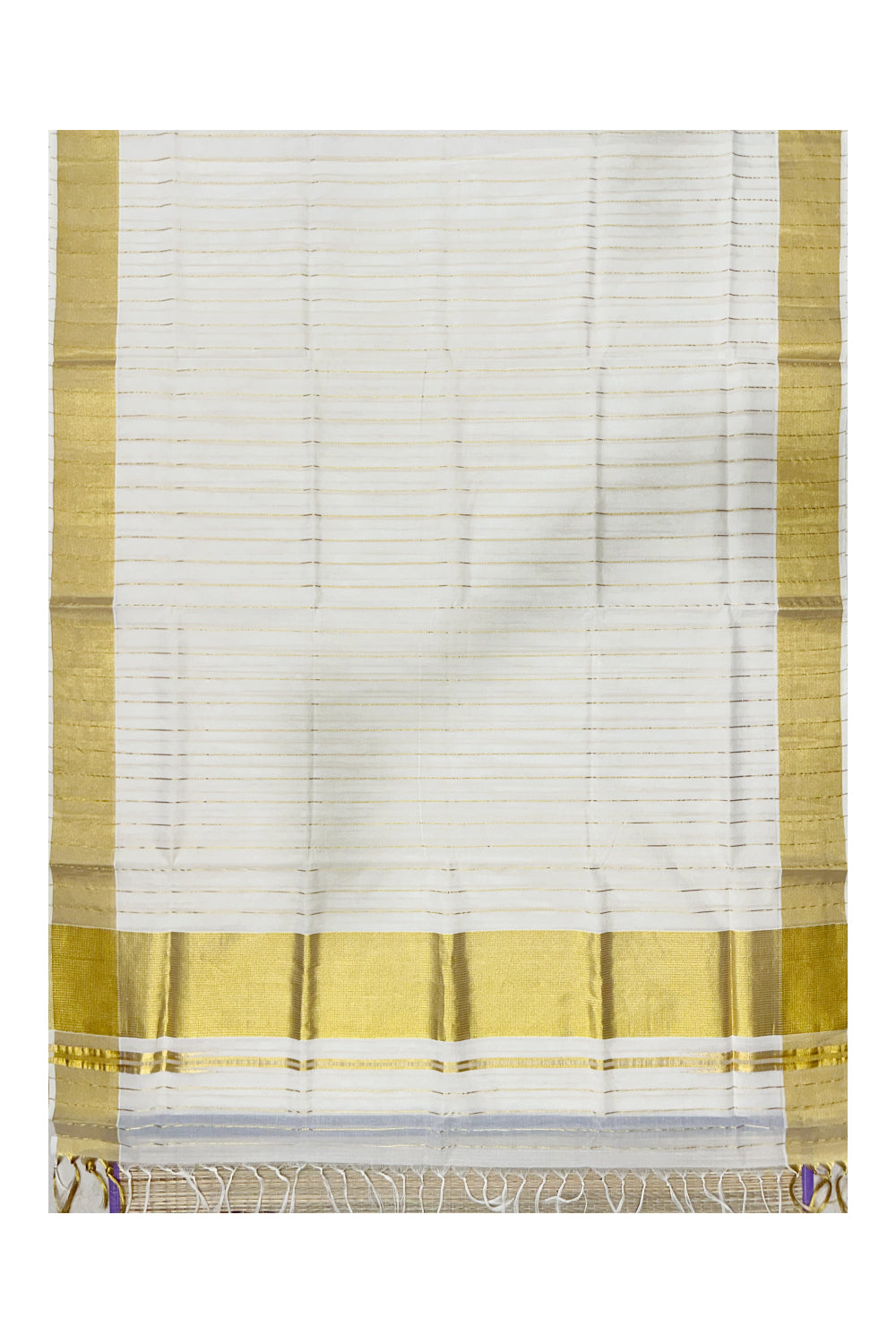 Southloom Premium Handloom Cotton Kasavu Lines Design Saree