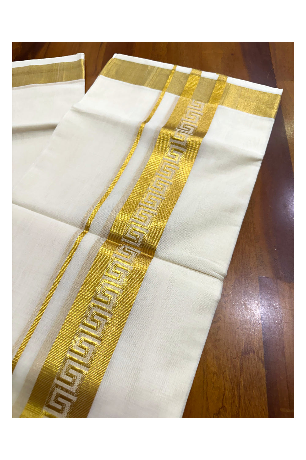 Southloom Premium Handloom Wedding Mundu with Kasavu Woven Border (South Indian Kerala Dhoti)